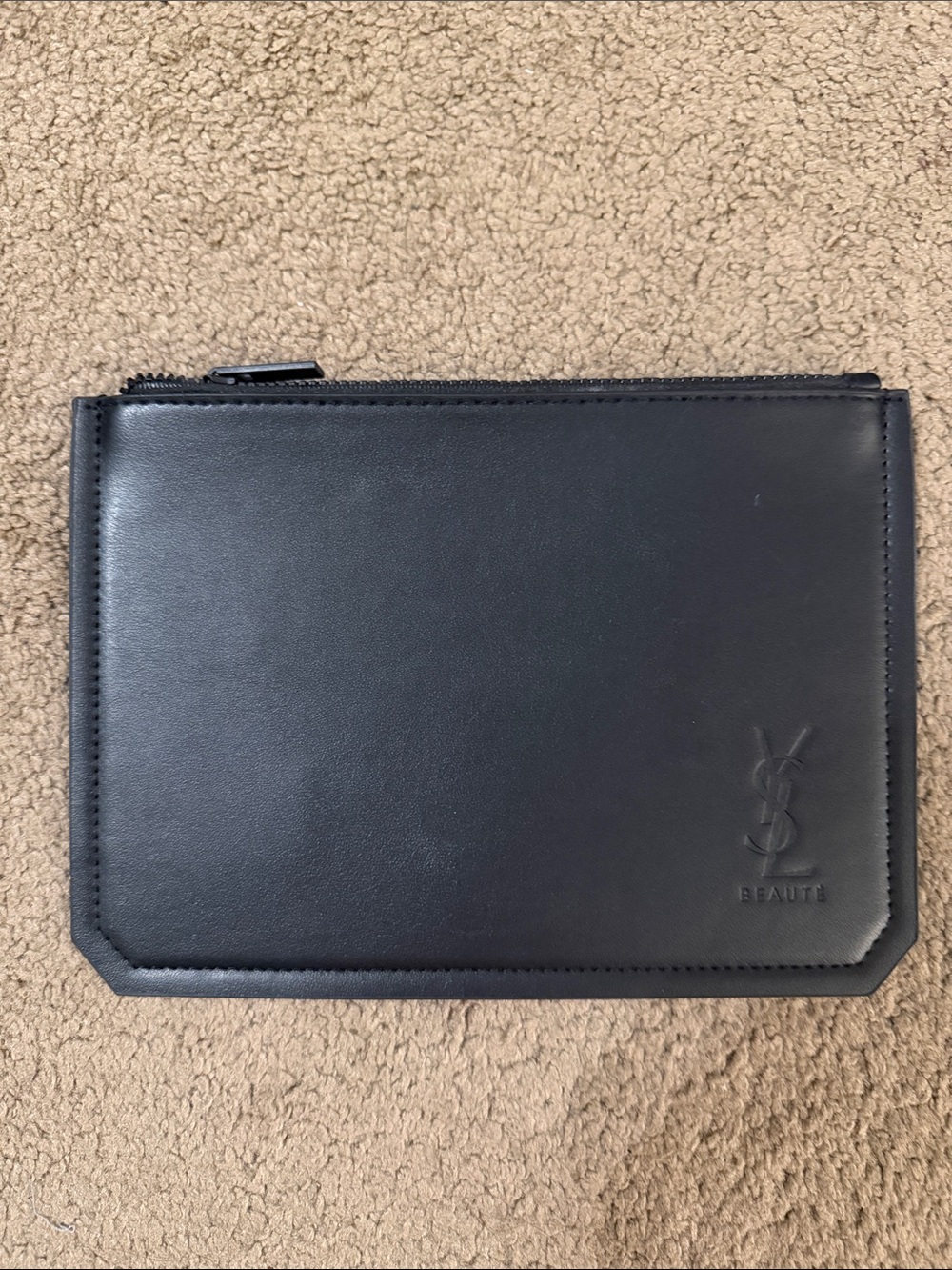 GWP Yves Saint Laurent Black Leather Toiletry Zip Pouch